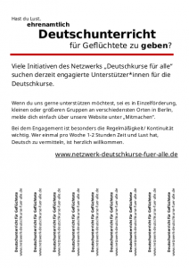 Aushang zur Suche nach Engagierten